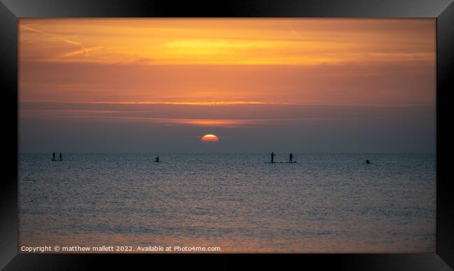 Paddle Board Sunrise Framed Print by matthew  mallett