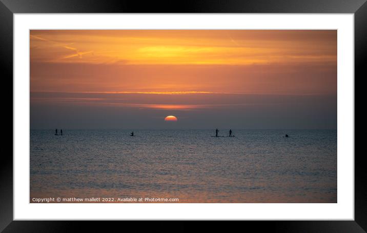 Paddle Board Sunrise Framed Mounted Print by matthew  mallett