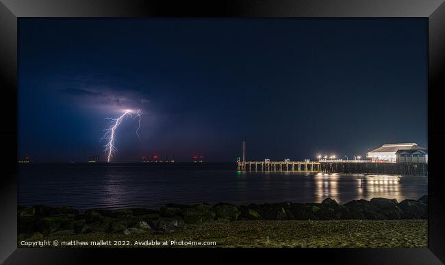 Lightning Off Clacton Pier Framed Print by matthew  mallett