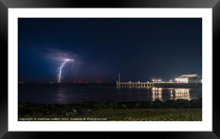 Lightning Off Clacton Pier Framed Mounted Print by matthew  mallett