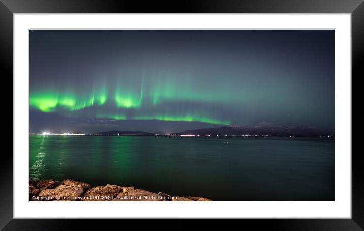 Reykjavik Northern Lights Framed Mounted Print by matthew  mallett