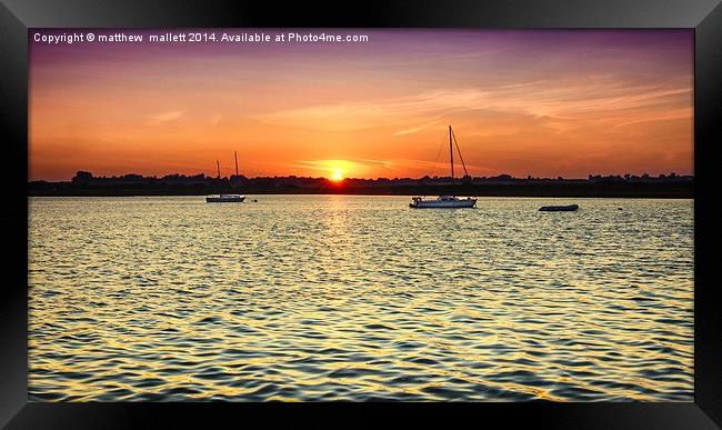  July Sunset Over the Backwaters Framed Print by matthew  mallett