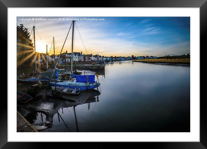  Peaceful Essex Rowhedge at Sunset Framed Mounted Print by matthew  mallett