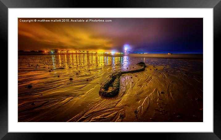  Distant August Fireworks From Martello Beach Framed Mounted Print by matthew  mallett