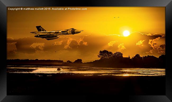  As The Sun Sets On The Vulcan Bomber Framed Print by matthew  mallett