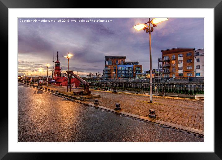  Hythe Quay Dusk View in Colchester 1 Framed Mounted Print by matthew  mallett