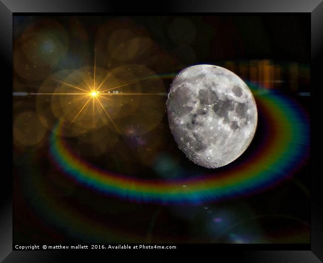 Rainbow Around The Moon Framed Print by matthew  mallett