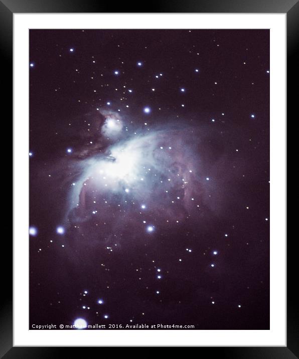Orion Nebula February 2016 Framed Mounted Print by matthew  mallett