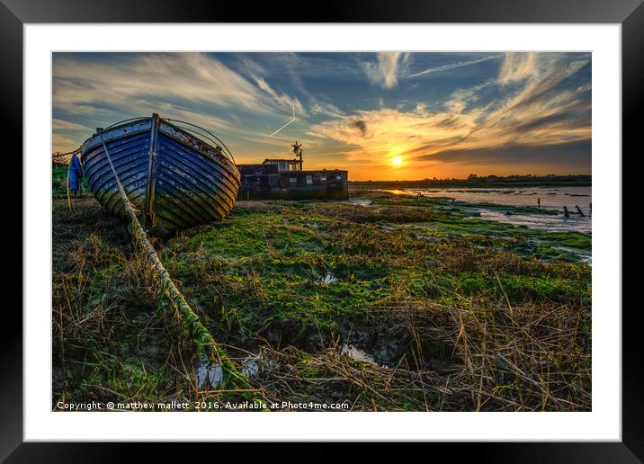 Landermere April Sunset Framed Mounted Print by matthew  mallett