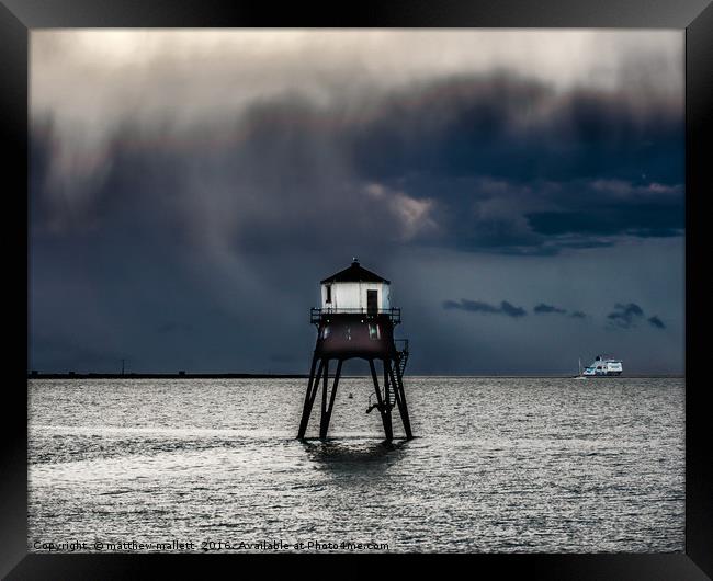 Spot The Seagull On A Stormy Night Framed Print by matthew  mallett