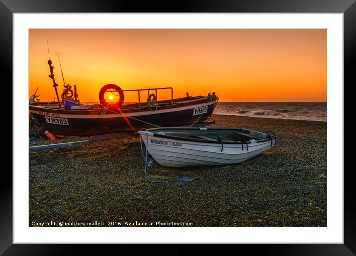 Sunset Off Cley Beach North Norfolk Framed Mounted Print by matthew  mallett