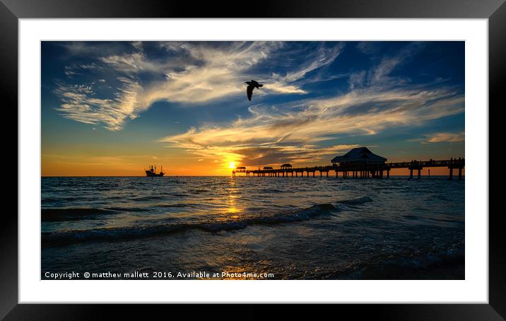 Clearwater Beach Sunset Florida Framed Mounted Print by matthew  mallett