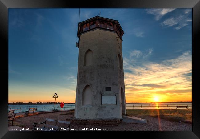 Batemans Tower Brightlingsea August Sunset Framed Print by matthew  mallett