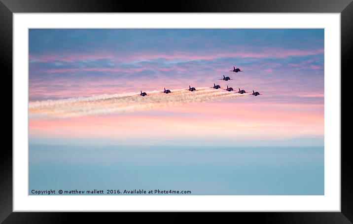 Red Arrows A Sunset View Framed Mounted Print by matthew  mallett