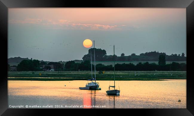 August 2016 Sunset Landermere Quay Framed Print by matthew  mallett