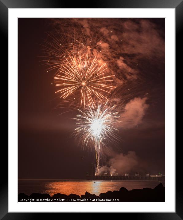 Clacton Pier Firework Colour 2 Framed Mounted Print by matthew  mallett