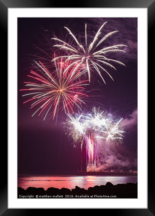 Clacton Pier Firework Colour 3 Framed Mounted Print by matthew  mallett
