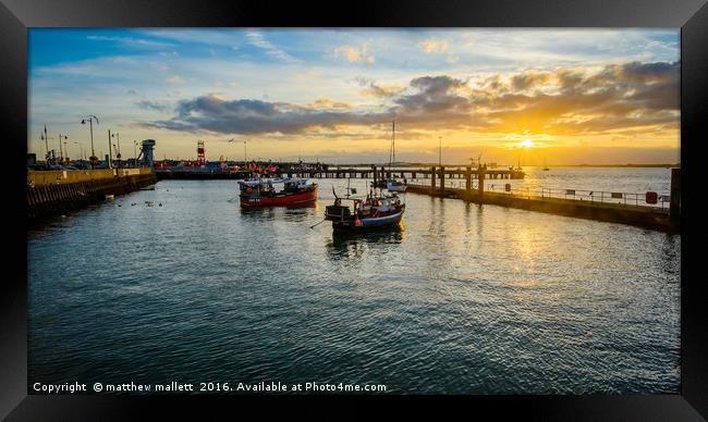 September Sunset Over Halfpenny Pier Harwich Framed Print by matthew  mallett