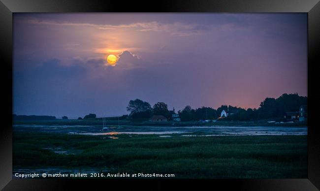 Harvest Moon Over Landermere Quay 2016 Framed Print by matthew  mallett