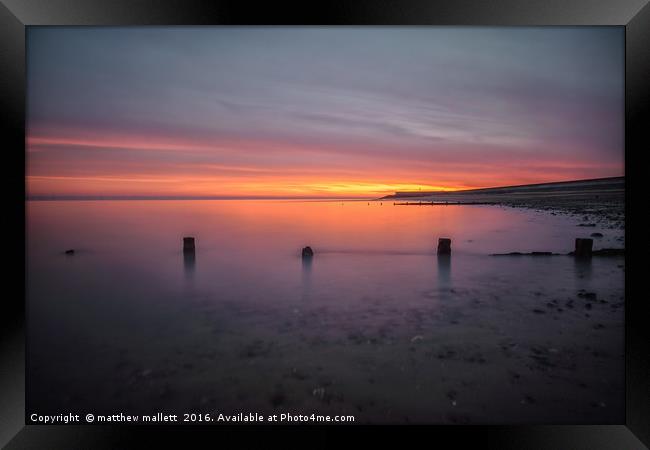 Frinton On Sea Calm Sunset Framed Print by matthew  mallett