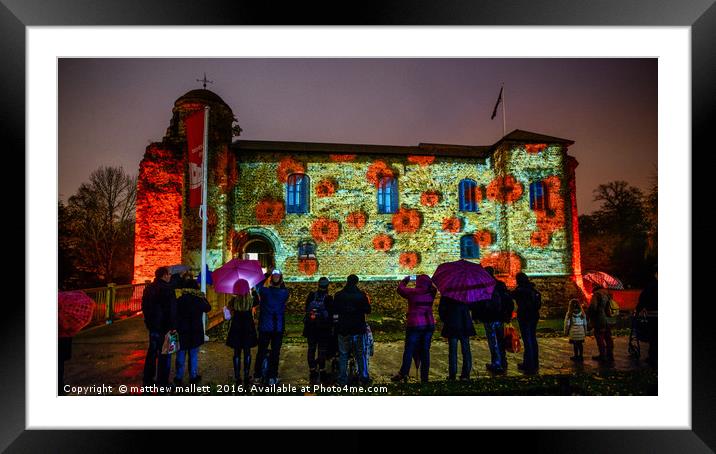 Colchester Castle Remembrance Poppies Framed Mounted Print by matthew  mallett