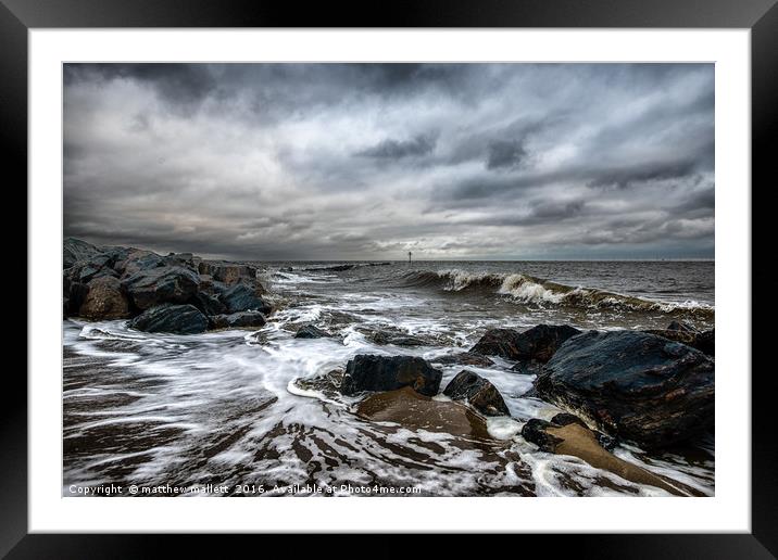 Storm Angus Essex Angry Sea 1 Framed Mounted Print by matthew  mallett