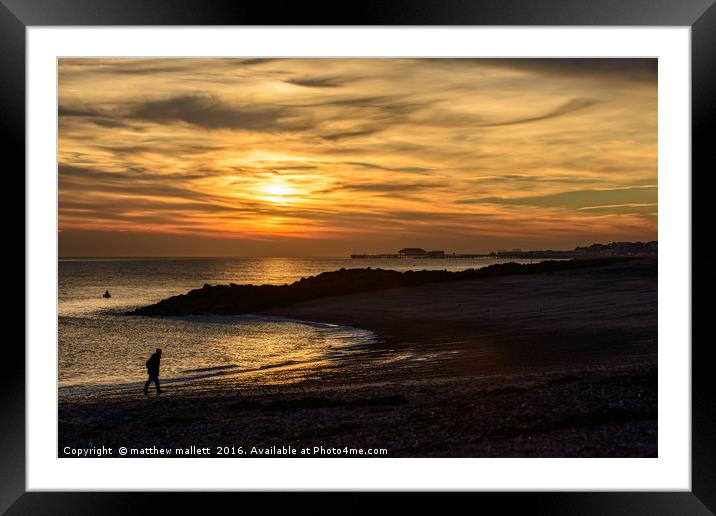 Stroll Along Clacton Seafront At Sunset Framed Mounted Print by matthew  mallett