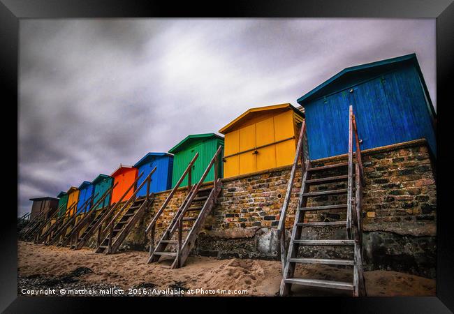 Stairway To Colourful Beach Huts Framed Print by matthew  mallett
