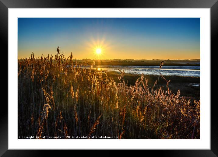 Winter Sunset Over Hamford Waters Framed Mounted Print by matthew  mallett