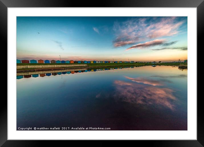 Sunset At Dovercourt Boating Lake in Essex Framed Mounted Print by matthew  mallett