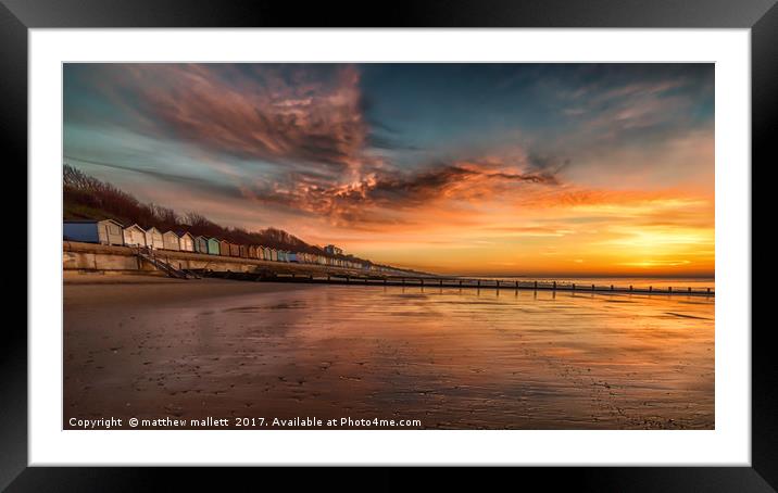 Red Sky Morning At Frinton On Sea Framed Mounted Print by matthew  mallett