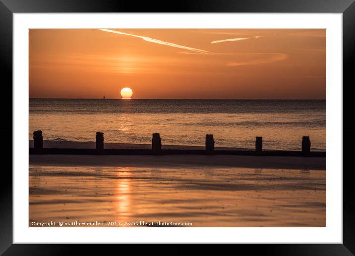 Melting Sunrise Off Frinton Coast Framed Mounted Print by matthew  mallett