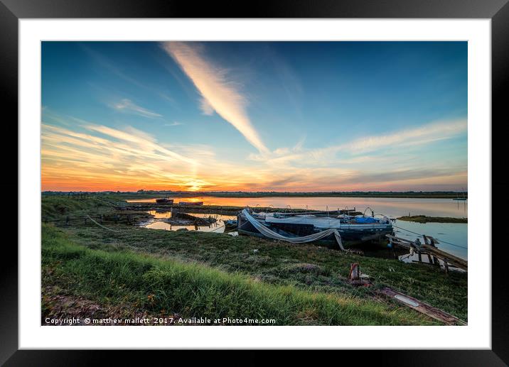 Essex Backwaters Sunset Framed Mounted Print by matthew  mallett