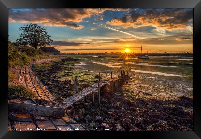 Double Sunset At Landermere Quay Essex Framed Print by matthew  mallett