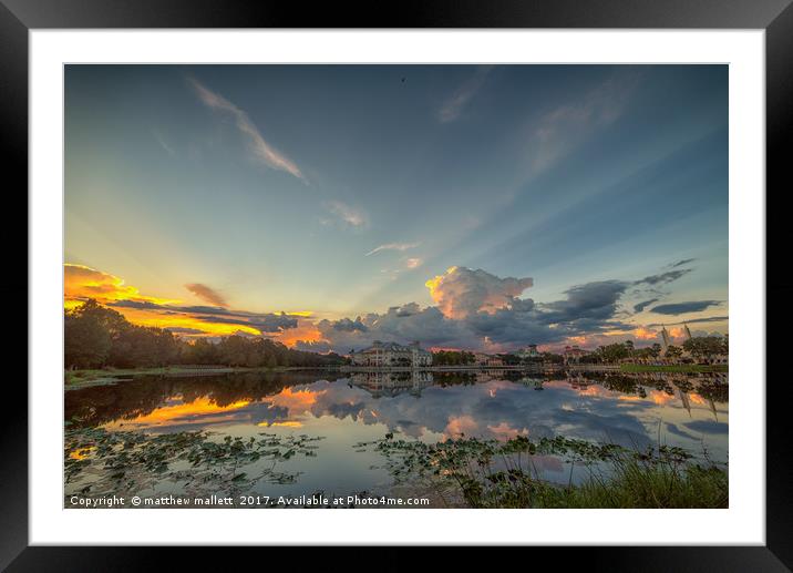 Stormy Sunset Over Celebration Florida Framed Mounted Print by matthew  mallett