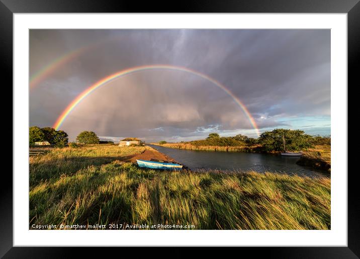 September Rainbow Over Beaumont Essex Framed Mounted Print by matthew  mallett