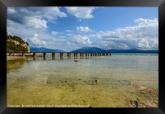 Lake Garda Italy Beach View Framed Print by matthew  mallett