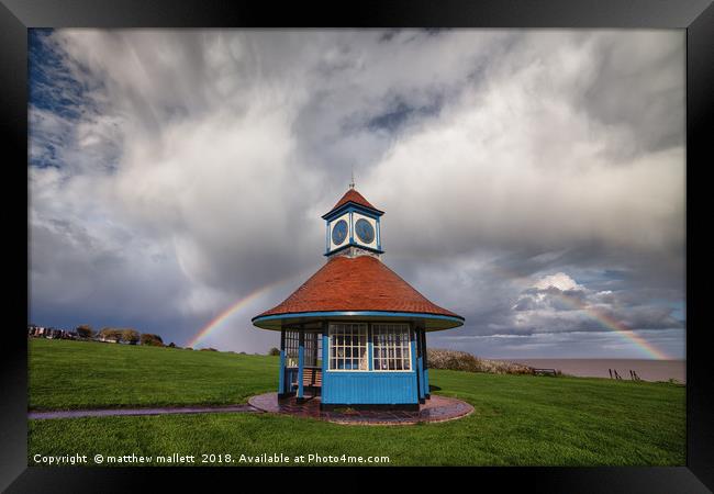 Rainbow At Frinton Clocktower Framed Print by matthew  mallett