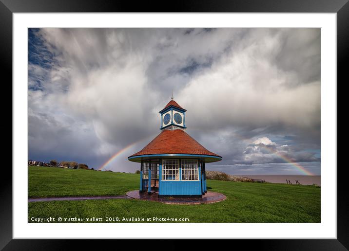 Rainbow At Frinton Clocktower Framed Mounted Print by matthew  mallett