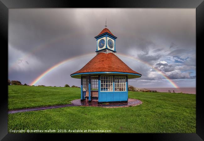 Rainbows Over Frinton Clocktower Framed Print by matthew  mallett