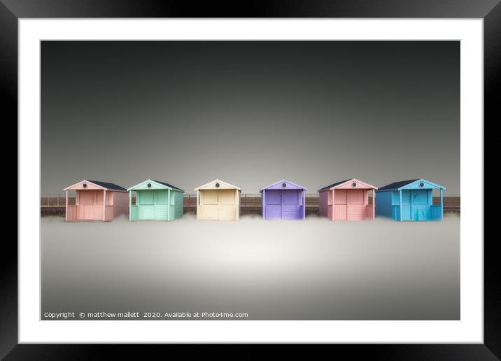Clacton Pastel Beach Huts Framed Mounted Print by matthew  mallett
