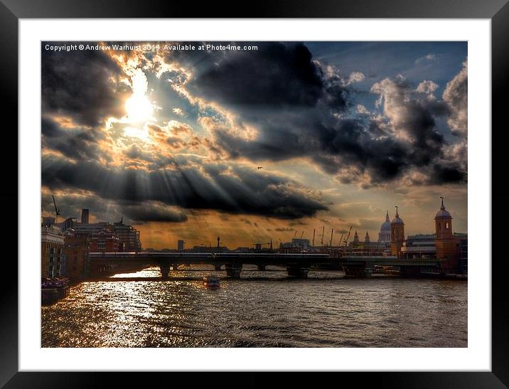 Thames sun Framed Mounted Print by Andrew Warhurst