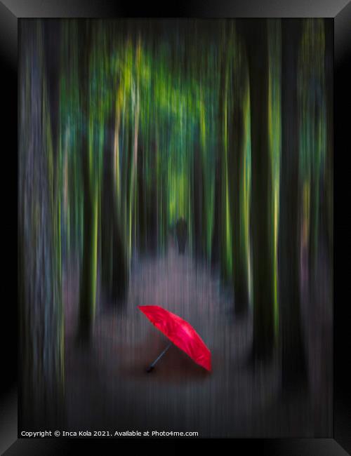 The Memory of a Red Umbrella Framed Print by Inca Kala