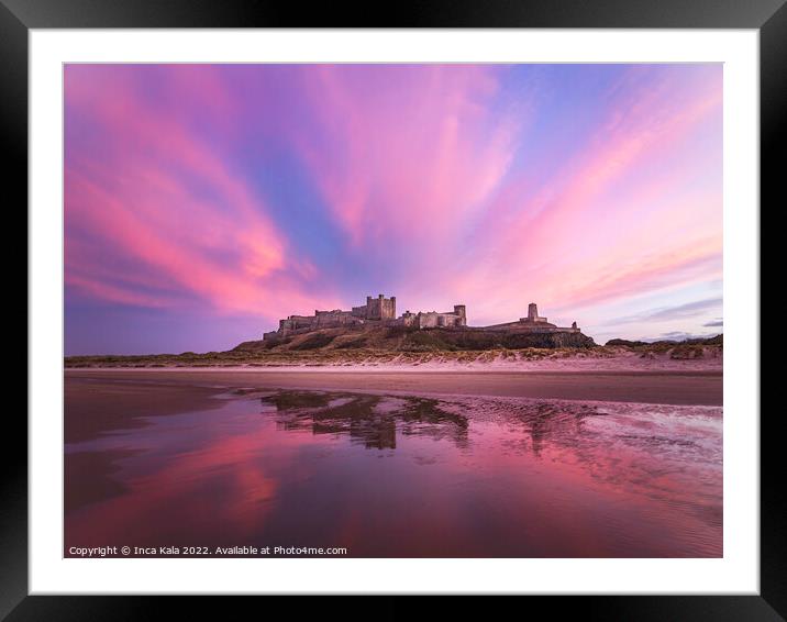Evening Clouds over Bamburgh Castle Framed Mounted Print by Inca Kala