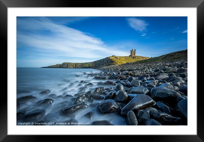 Dunstanburgh Castle and the Black Rocks Framed Mounted Print by Inca Kala