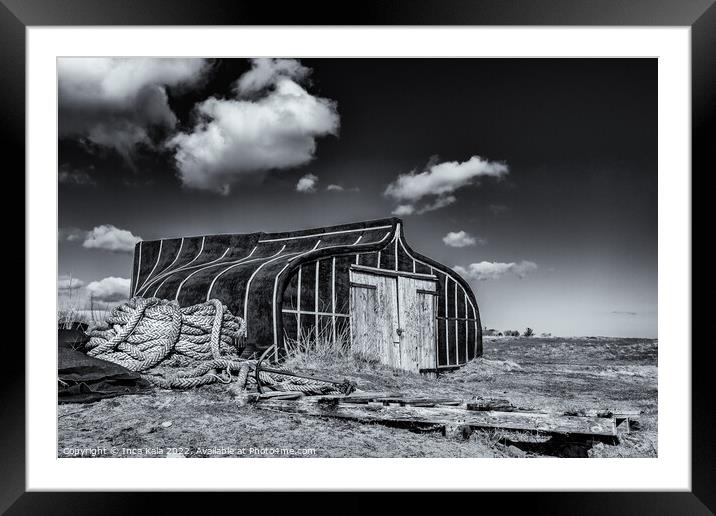 Fisherman's Herring Hut on Lindisfarne Island  Framed Mounted Print by Inca Kala