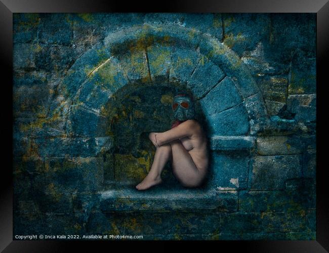 Nude Goth Sat In A Stone Arch Framed Print by Inca Kala