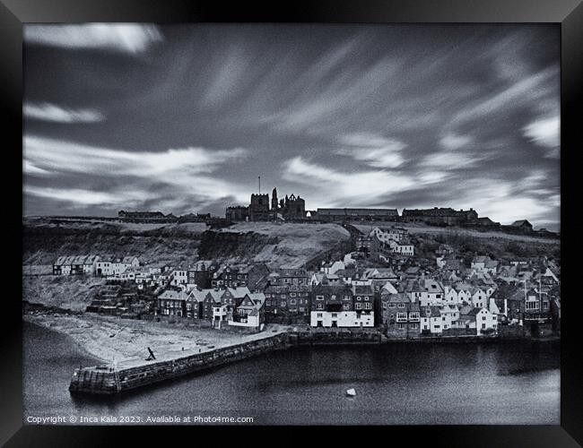 Overlooking Whitby Harbor Framed Print by Inca Kala