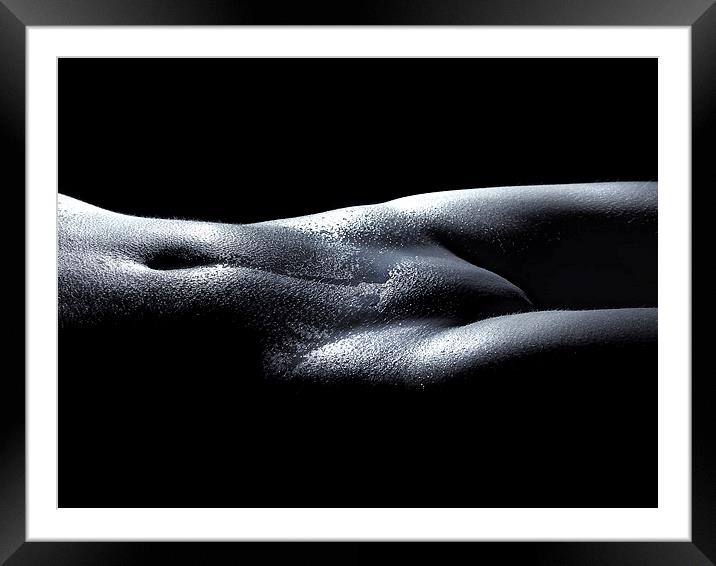 Bodyscape nude water with droplets 1 Framed Mounted Print by Inca Kala