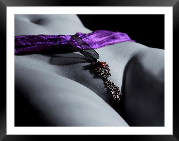 Ribbon and pendant nude bodyscape Framed Mounted Print by Inca Kala